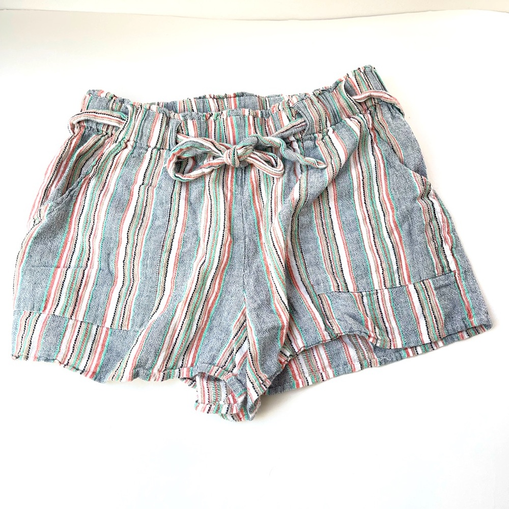 -SOLD-EUC Planet Gold Women’s Striped Summer Shorts 100% Cotton US Medium YS